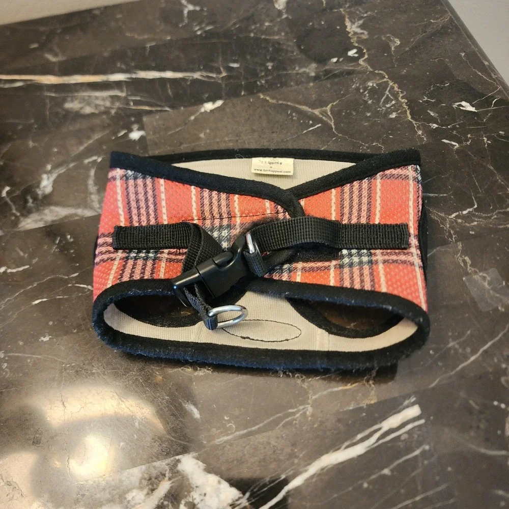 Bark Appeal Step In Pet Harness in Pink Plaid Size Small